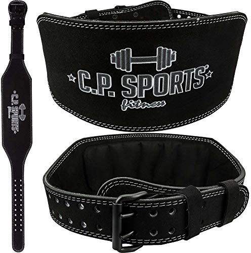 C.P.Sports Gewichthebergürtel Komfort - extra breit - schwarz und rot Kraftsport, Bodybuilding, Fitnesstraining - stapazierfähiges und weiches Amara - extra breit (Schwarz, L = 81-107cm)