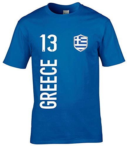 FanShirts4u Herren Fan-Shirt Jersey Trikot - GRIECHENLAND/Greece - T-Shirt inkl. Druck Wunschname & Nummer WM EM (L, Greece/blau)