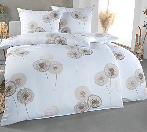 Kuscheli® Bettwäsche 135x200 4teilig - Bettwäsche-Sets mit je 2X Bettbezug 135 x 200 & Kissenbezug 80x80 - ÖkoTex Zertifiziert & für Allergiker geeignet - Ranke beige