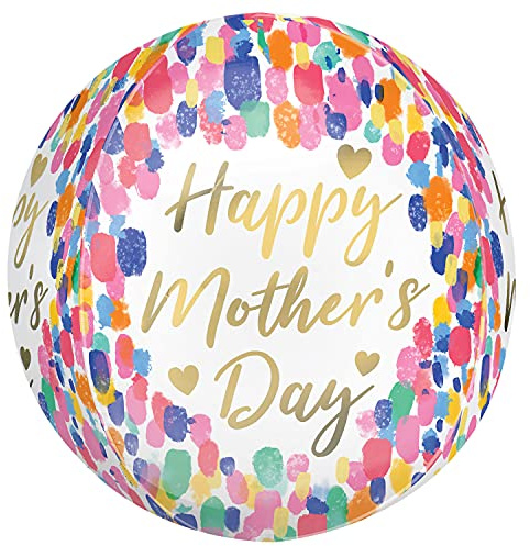 Amscan Anagram 4415501 – Bunte Aquarell Muttertags-Orbz Folienballon – 40,6 cm