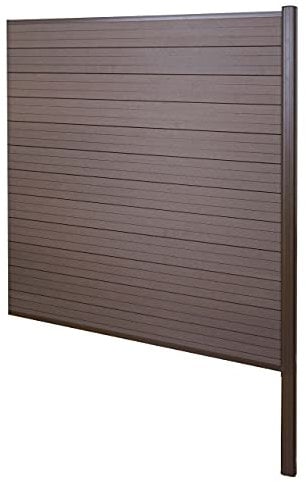 Mendler WPC-Sichtschutz Sarthe, Windschutz Zaun, Alu-Pfosten zum Einbetonieren, Erweiterungselement 185cm - braun