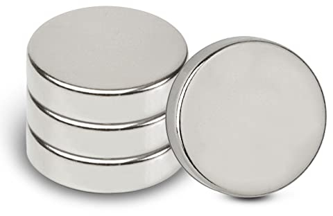 MAUL Neodym Magnet Ø 20 x 5 mm (4er Pack) | Magnete für einen vielseitigen Einsatz | Magnet rund mit elegantem und modernem Design | Magnete stark für Magnetboard, Magnetband | Silber