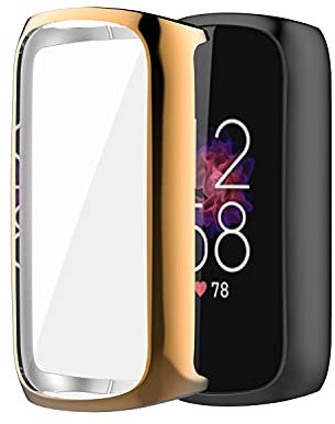 AISPORTS 2 Stück Hülle Kompatibel mit Fitbit Luxe Hülle mit Displayschutz, Ultradünne Weiche TPU Silikon Stoßfänger Hülle Volle Abdeckung Schutzhülle für Fitbit Luxe Activity Tracker Wellness Tracker