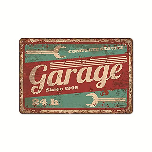Targhe in metallo per garage, targa in metallo vintage retrò per garage, caverna dell'uomo, officina, stazione di servizio, negozio di ricambi auto Decorazioni per auto nostalgiche 12 x 16 pollici