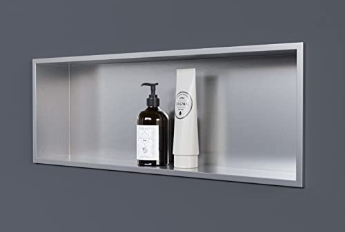 BERNSTEIN Wandnische aus Edelstahl NT206010X - 20 x 60 x 10 cm (B x H x T) Einbauregal, Flexibler Einbau- Ideale Duschablage Farbe:Edelstahl gebürstet