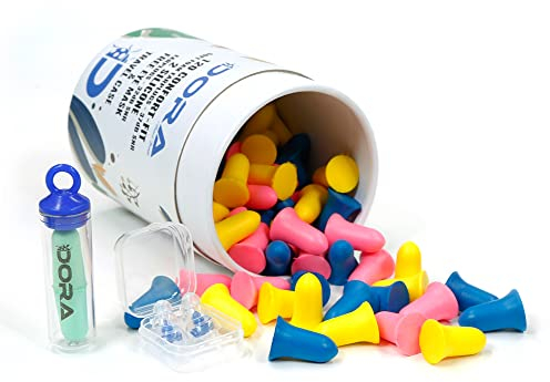 120 Soft Foam EarPlugs (37Db) + 2 (Pair) Reusable Silicone Ear Plugs (32Db) - Ideal for Noise Reduction for Sleep, Swimming, Work, Study, Concerts, Flights, Meditation + Free Eye Mask + Storage Case