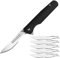 BEEK Mini Coltello Pieghevole Con Clip, Bisturi, Coltello Portachiavi, 10 Lame Intercambiabili Figura 24, Mini Coltello Tascabile Edc Per Esterno, Campeggio (G10 Nero Grande)