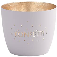 Gift Company [MM] [W] Madras, Windlicht, M, Konfetti, pastellgrau/gold