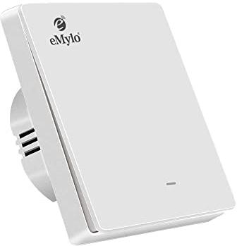 eMylo WiFi Smart Wandschalter Smart Life Tuya APP Fernbedienung Lichtschalter Druckknopf Wandschalter Sprachsteuerung Timer Countdown Kompatibel mit Alexa/Echo/Google Home/(1 Gang-Weiß)