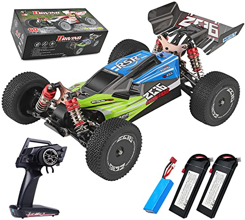 X-Verse WLtoys WLtech XKS 144001 Ferngesteuertes Auto, 2.4GHz 1:14 4WD 60KM/H Offroad Drift Auto Ferngesteuert Hochgeschwindigkeits Geländewagen RTR für Erwachsene- 3 Batterien (Blau)