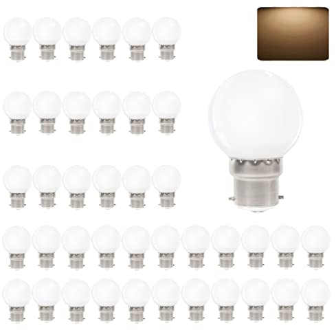 VIRANSHEN 40er Set B22 LED Lampe 3W 240Lm 3000K Warmweiß Energiesparlampen in Golfball Form G45 LED Glühbirne für Innen und Außen Garten Girlande Urlaub Terrasse Party Weihnachten Dekoratives Licht
