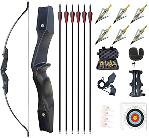 Monleap Archery 53 Takedown Recurve Bogen und Pfeile Set für Erwachsene Rechtshänder Langbogen Kit Gerader Bogen für Anfänger Schießübungen 30 40lb(30LB)
