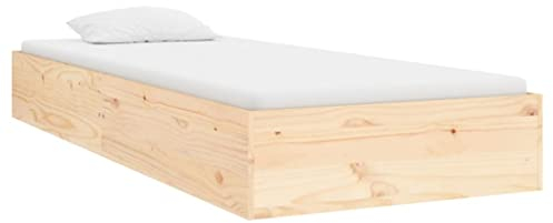 vidaXL Cadre de Lit Sommier à Lattes Lit Adulte Simple Cadre à Lattes sur Pied Chambre à Coucher Maison Intérieur Bois Massif 90x190 cm