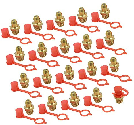 A ABSOPRO 20 Stück Auto M8 Gerade Winkelfett Nippel Fittings mit Staubschutz Kappe