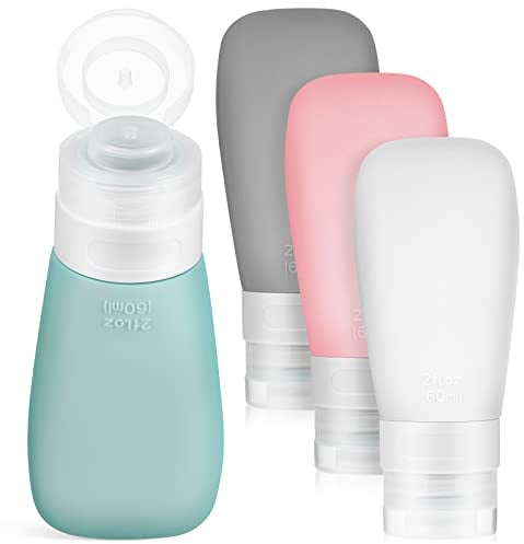 Beavorty 4 Pcs Silicone Travel Bottles Empty Refillable Tubes Bottles Squeezable Tubes Squeeze Travel Bottles with Caps for Shampoo Lotion Soap Liquids