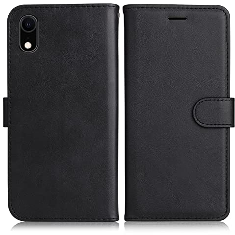 DENDICO Cover per iPhone XR, Premium Portafoglio PU Custodia in PU Pelle, Flip Libro TPU Bumper Caso per iPhone XR, Nero