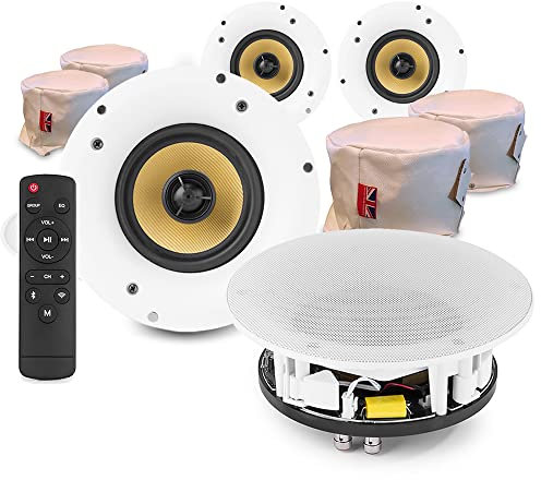 Power Dynamics WCS6 2-Zone Smart WiFi Wireless Ceiling Speaker System with Fire Hoods, 6.5 Multiroom Bluetooth Stereo Home Audio Speakers & App Control
