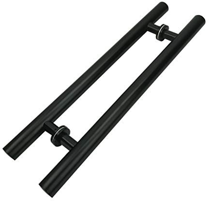 LEGZIT Büro-Glastürgriff,schwarzer Edelstahl-Rundrohr-Push-Pull-Türgriff/Scheunentor-Zuggriff – Länge 600/800/1200 mm/Länge 800 mm