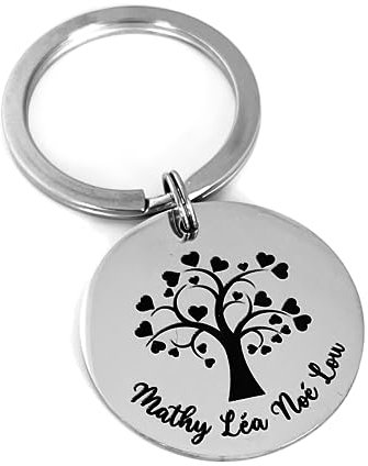 Porte-clé arbre de vie coeurs et prénoms personnalisé, belle idée cadeau pour un papa, une maman, mamie, une amie ..., cadeau maman, fêtes des mères, idée cadeau papa, mamie...