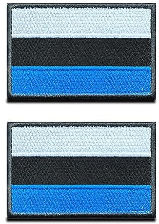 2 St. Estland Flagge Patch - Taktisch Europa Tallinn Nationales Emblem, Bestickter Aufnäher mit Verschluss, Militär Bänder für Rucksäcke Kleidung Taschen Uniform Weste Jersey