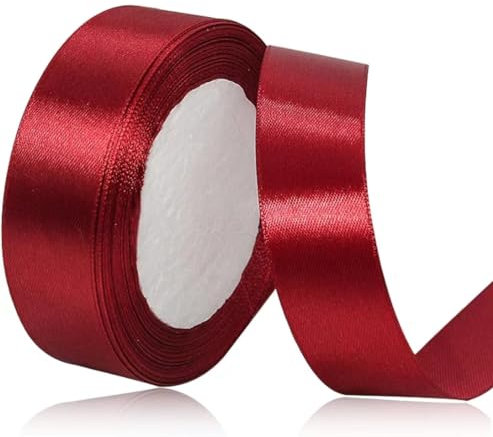 Geschenkband Burgunder 25 mm Breit,23 Meter Satinbänder Weinrot Stoff Schleifenband Kunsthandwerk,Hochzeitsdekoration, Weihnachten, Haarbögen, Blumensträuße, Geburtstag und Geschenkverpackung