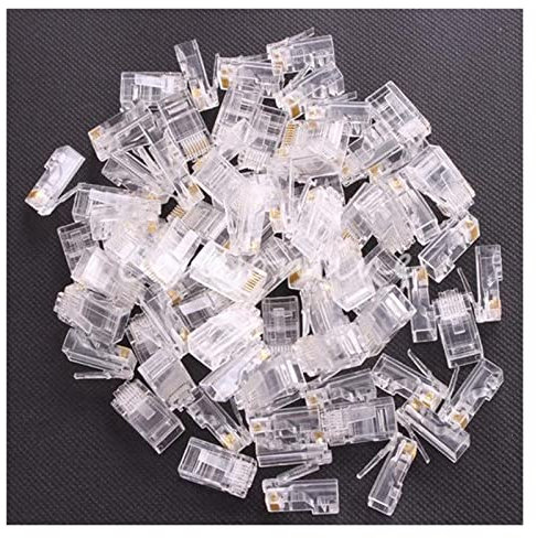 100pcs RJ45 Head PC Ethernet Cable Network Connector Gold Shielded Clear Modular Accessories Plug 8P8C