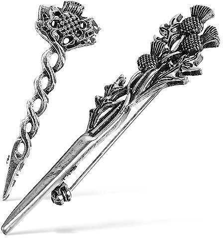 2 Stück Distelbrosche Schottische Distelbrosche Schottische Herrenbrosche Silber Schottische Brosche Anstecknadel Schottisches Dekorative Kragennadeln Sicherheitsbrosche