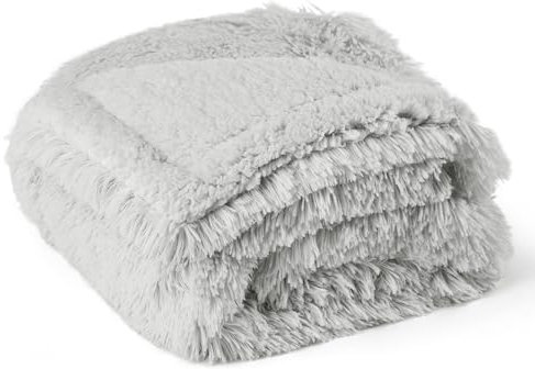 BEDSURE wasserdichte Hundedecke für mittelgroße Hunde - 80 x 100 cm Langer Plüsch Hundedecke waschbar, Haustier Decke flauschig und weich, Schutzdecke Hundesofa, Katzendecke für Katzen, Hellgrau