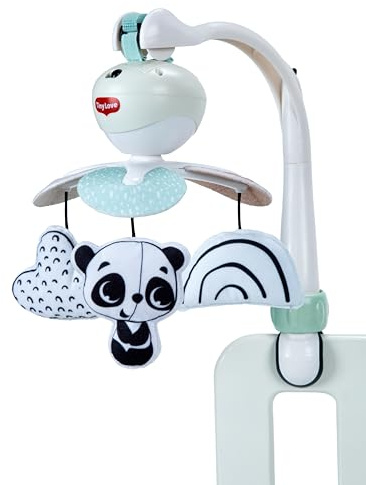 Tiny Love Take Along Mobile, 3-in-1 Musik Mobile Baby Elektrisch, 0+ Monate, für Babybett, 3 Verbindungsstücken, 5 Melodien, 30 Minuten Kontinuierliche Musik, Black & White Décor