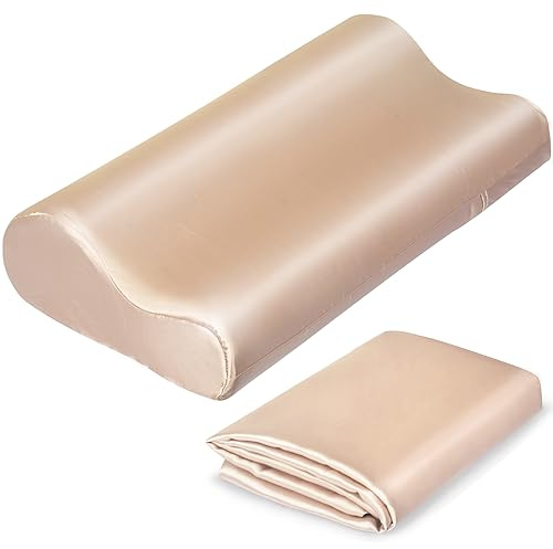 Luxuriöser Satin-Kissenbezug für Konturkissen aus Memory-Schaum, 60 x 35 cm, weicher Kissenbezug für Schlafkissen (Champagner)