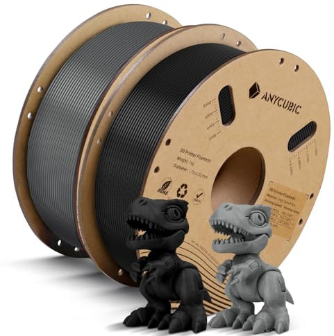 ANYCUBIC Hohe Geschwindigkeit PLA Filament 1.75mm, 2kg High Speed PLA, RFID für Intelligentes Drucken, HS PLA Schwarz&Grau