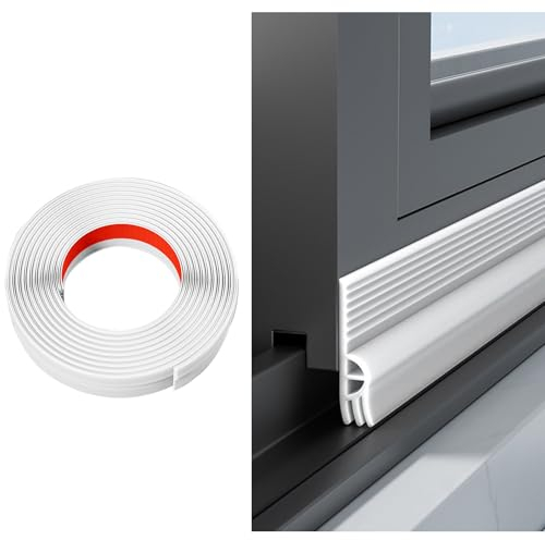 Veki Burlete Ventana Corredera Autoadhesiva, Tira de Sellado para Ventana Antipolvo, Cinta de Sellado de Ventanas Impermeable, Junta de Ventanas TPE para Anti Frío, Aislante, Ruido (Blanco, 2m)