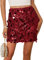 Kate Kasin Damen Pailletten Glitzer Minirock Kurzer Rock Stretchy hohe Taille Hüfte Wrap Halbrock Bleistiftrock Party Bodycon Short Sequin Skirt Rot XXL