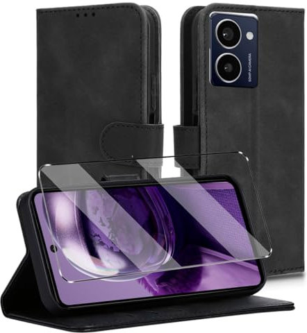 HuiYouMY Compatible with HMD Pulse Pro /Pulse Plus Hülle Klapphülle, TPU Silikon, Standfunktion mit Magnet, Stoßfeste Schutzhülle, Cover für Täglichen Gebrauch, Reisen Schwarz