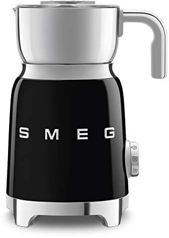 SMEG Montalatte retrò anni '50 con 2 dischi, 6 programmi preimpostati, schiuma calda o fredda e riscaldamento a induzione (nero)