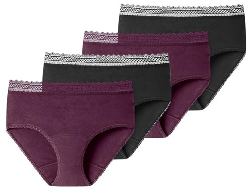 Schiesser - Secret Care - Perioden Panty - 4er Pack (34/36 Schwarz/Lila)