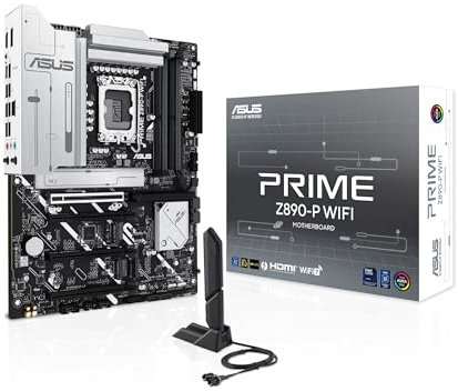 ASUS Prime Z890-P WiFi Z890 LGA 1851 ATX Scheda madre, Intel® Core™ Ultra Series 2 Ready, Advanced AI PC-Ready, 14+1+1+2 Power Stage, DDR5, PCIe® 5.0, Thunderbolt™ 4 USB Type-C®, 4X M.2, Wi-Fi 7,