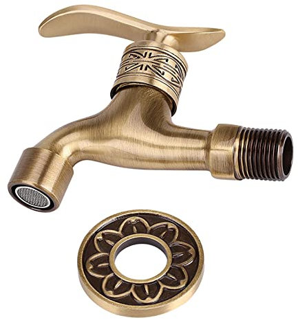 VIFERR Grifo Estilo Antiguo Latón Lavadora Grifo Montaje en pared Lavandería Grifo de Agua Fría Baño