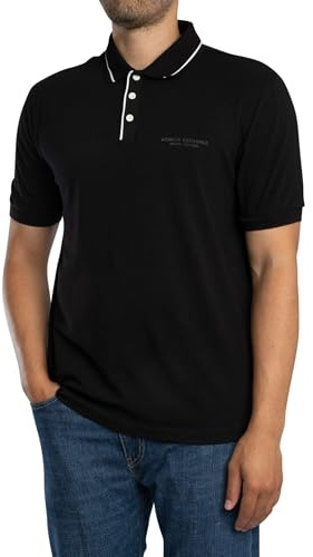 Armani Exchange Herren Essential, Striped Collar Side Milano-New York Logo Lettering Polo Shirt
