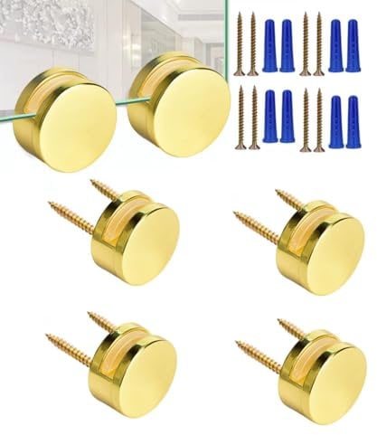 4 Stück Klemmbefestigung Spiegelclip, Gold Spiegel Halterung, Klemmbefestigung Abstandshalter Spiegelhalter Upgrade der Doppelscheibe-Fixierung für Spiegel/Glasbilder/Acryl Bild/Fotos