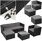 tectake® Poly Rattan Lounge, Outdoor Gartenmöbel Set mit Sofa, Sessel, Hocker und Tisch, variabel kombinierbar, Möbel wetterfest für 4-5 Personen, Balkonmöbel, Gartenlounge, Terrassenmöbel - schwarz