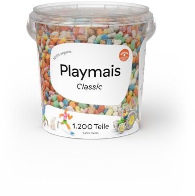 Playmais Classic 1200 Eimer | 1200 Teile | Bastelset | natürliches Spielzeug | inkl. Schwämmchen, Bastelmesser | vegan, verantwortungsvoll & sicher für Kinder & Umwelt | ab 3 Jahren