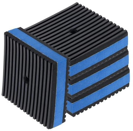 sourcing map 4pcs Anti Vibration Pads for Washing Machine, 3x3x7/8'' | Vibration Damping Pads,Sound Isolation Ribbed Rubber Mats with EVA Center with Pre-Drill Hole, Black/Blue