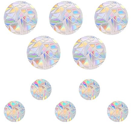 10 Stück Suncatcher Sticker,Prisma Fensteraufkleber,Regenbogen Fensterfolie Folie Fenster,Fenstersticker Vogelschutz Aufkleber für Kristall Unsichtbar Window Rainbow Fensterbilder Glasscheiben Deko
