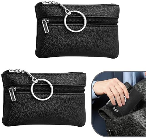 SOGHO Schlüsselmäppchen,2 Stück Schlüsseltasche, Schlüsseletui,Schlüssel Etui,Schlüssel Tasche,Schlüsseltasche Leder,Wasserdichte Tasche Für Schlüssel, Münzen Und Andere Kleine Gegenstände(Schwarze)