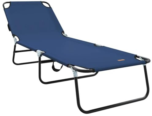 vidaXL Klappbare Sonnenliege Blau 188 x 57 x 86,5 cm Polyester, Garten und Terrasse, moderner klappbarer Liegestuhl, Bequeme Sonnenliege, verstellbare Lounger, platzsparendes Möbel