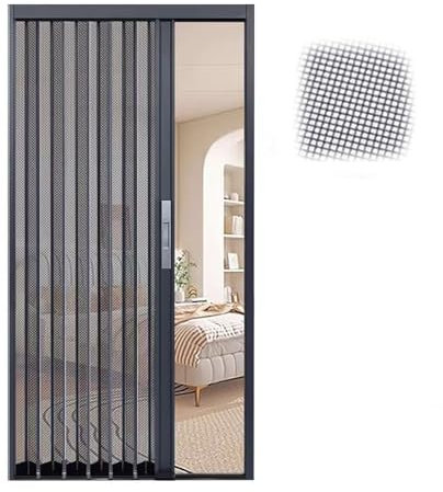 Puerta Plegable Puerta Corredera Plegable de Malla Ventilada con Cerradura y Llave, Puerta Multipliegue Estilo Acordeón para Puerta de Entrada, Separador de Ambientes Personalizable Cortina(61x80in(15
