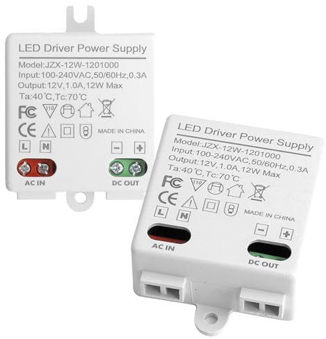 2 Pezzi Trasformatore Led 12v Mini, Alimentatore 12v, Alimentatore, Driver Led, Slim Trasformatore Led per Illuminazione Mobili e Strisce Led, Senza Sfarfallio