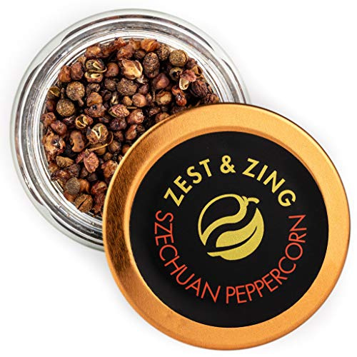 Zest & Zing Szechuan Pepper Whole, 12g | Stackable Glass Spice Jar | Tingling Sichuan Peppercorns | For Fried Chicken, Noodles & Kung Pao