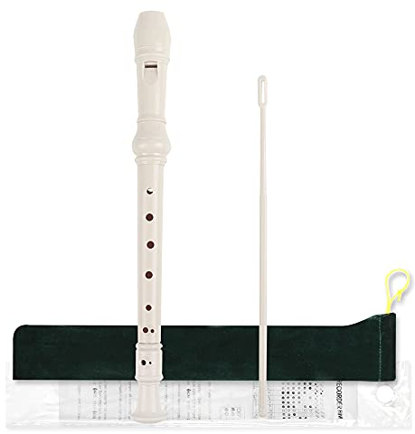 Mr.Power Sopranblockflöte ABS Kunststoff Blockflöten Deutscher Stil C Schlüssel mit Reinigungsstab, Grifftabelle, Tasche (Weiß)